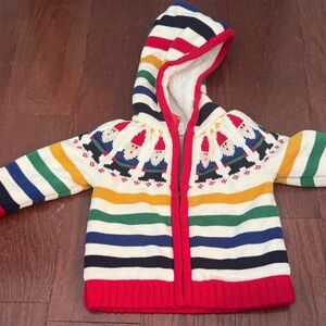 Hanna Andersson Multicolor Hooded Sweater with Gnome Pattern